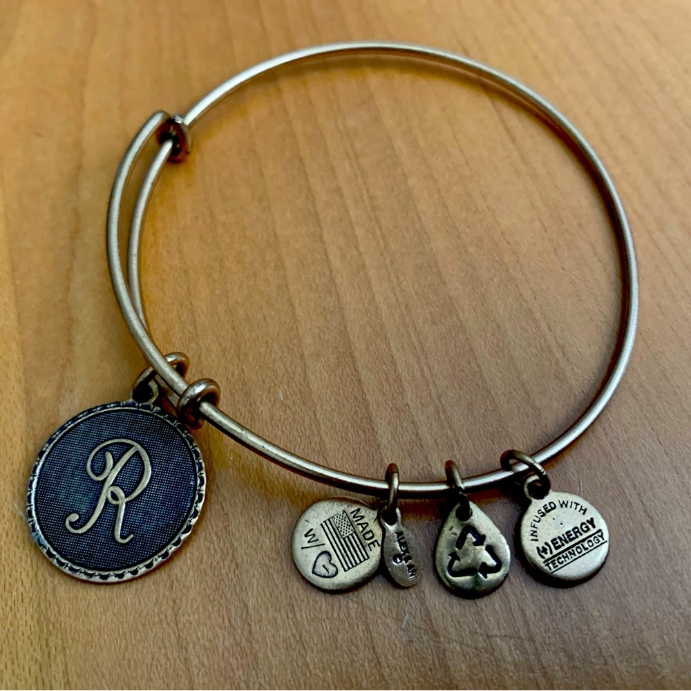 Alex and Ani Gold Charm Bangle Bracelet - “R” Charm